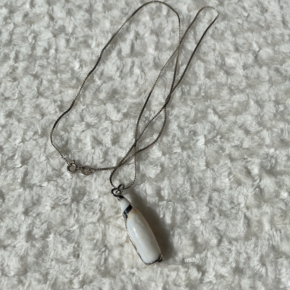 Artisan Sterling Silver White Shell Necklace, 20” - image 7